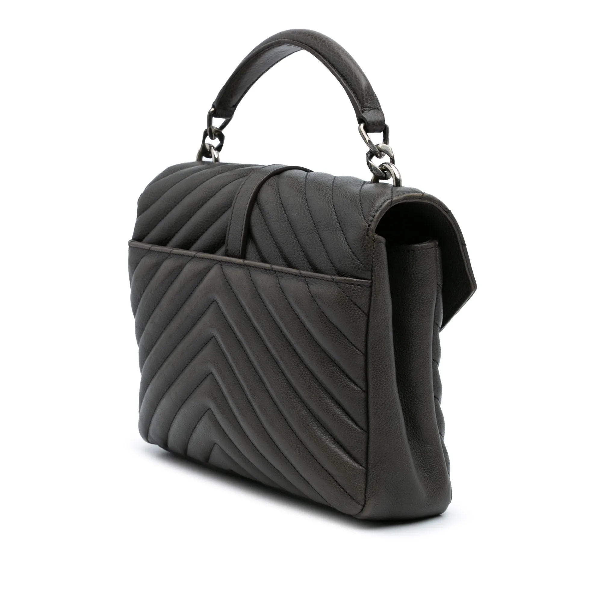 Medium Monogram Chevron Sheepskin College Satchel