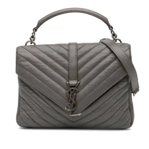 Medium Monogram Chevron Sheepskin College Satchel
