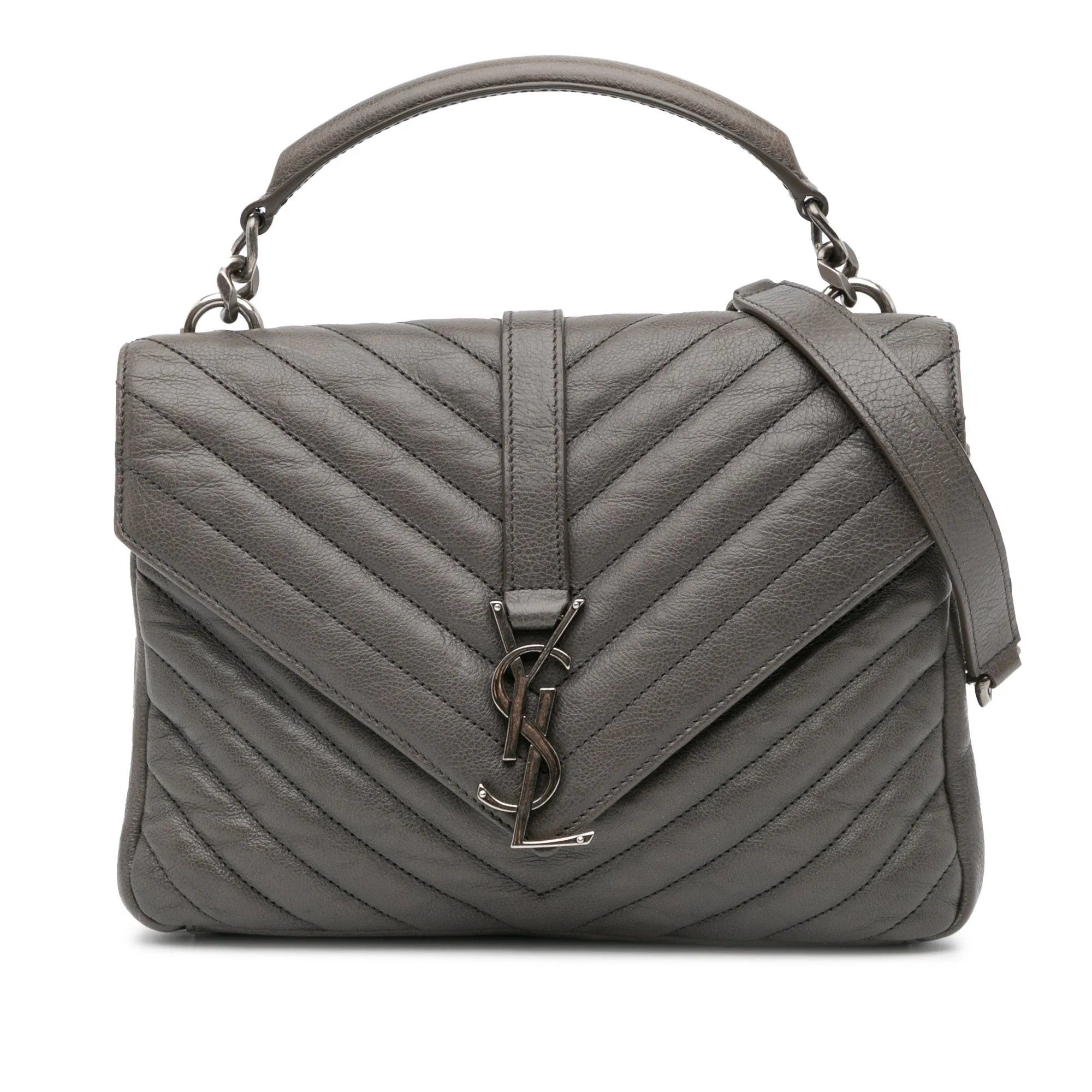 Medium Monogram Chevron Sheepskin College Satchel