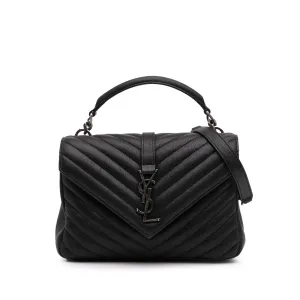 Medium Quilted Chevron Sheepskin College Satchel