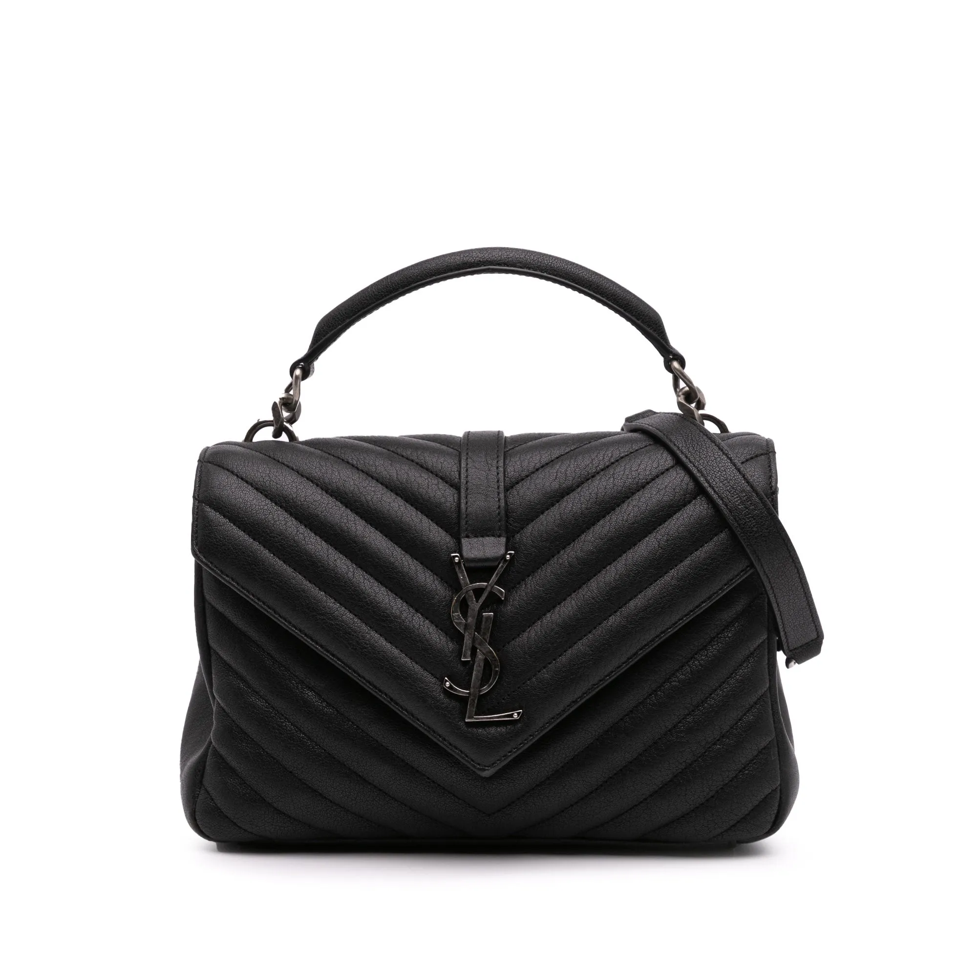 Medium Quilted Chevron Sheepskin College Satchel