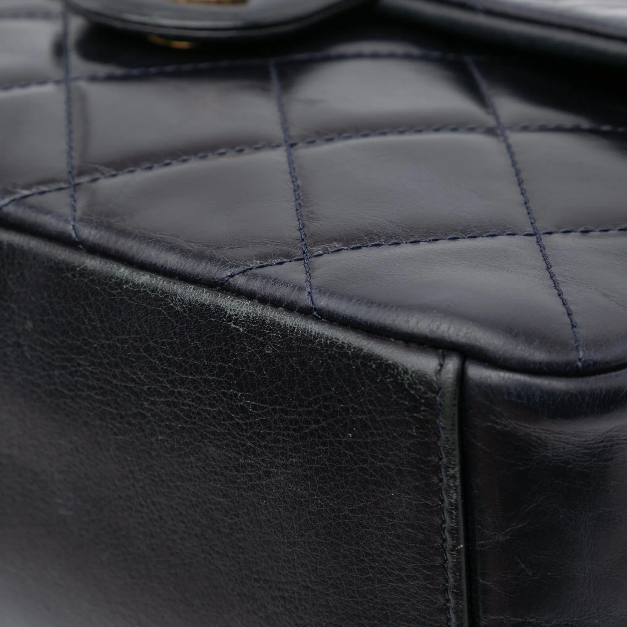 Medium Quilted Glazed Calfskin Gold Bar Top Handle Flap
