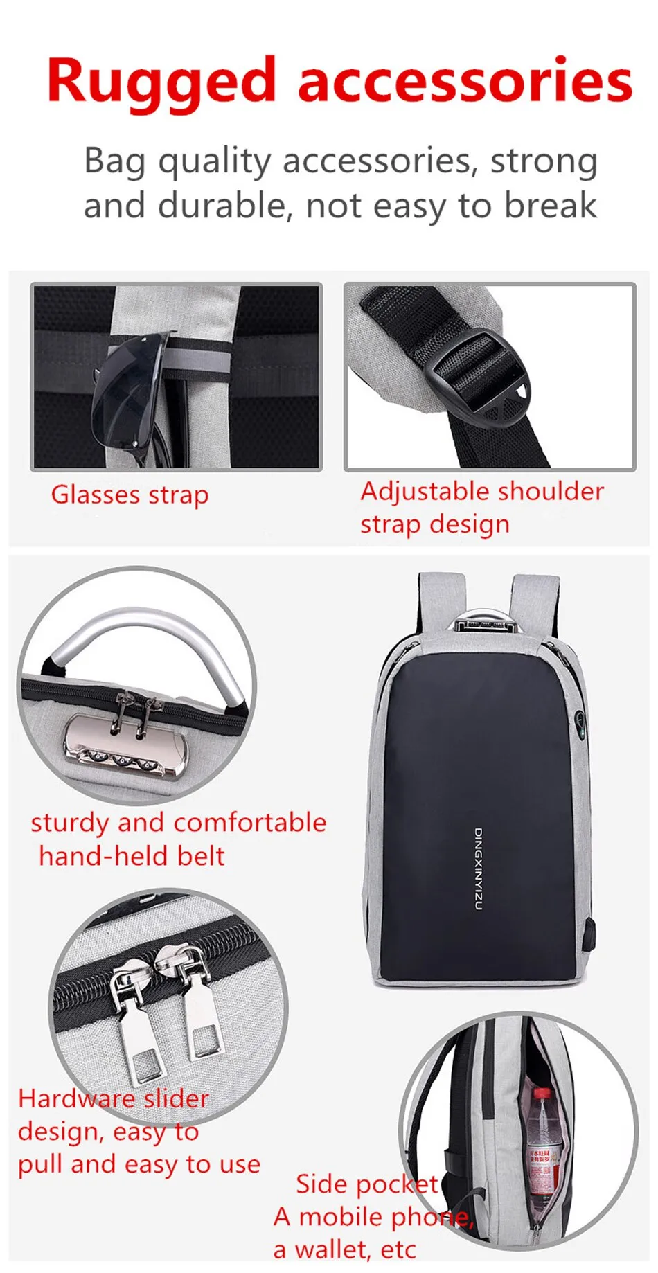 Men's Anti-Theft Backpack with USB Charging and Lock