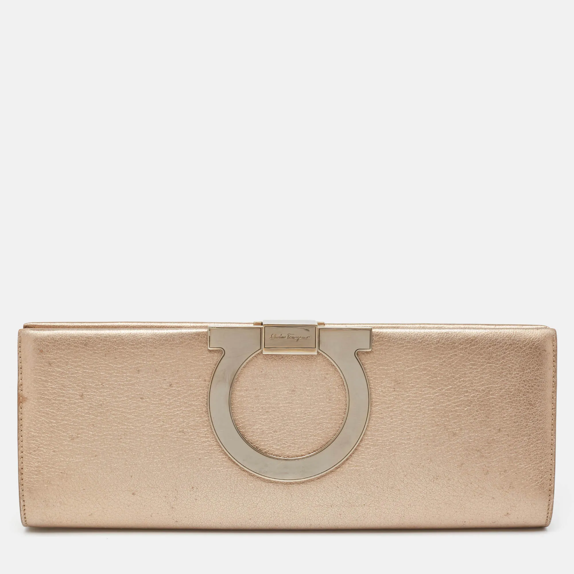 Metallic Beige Leather Musa Gancini Clutch