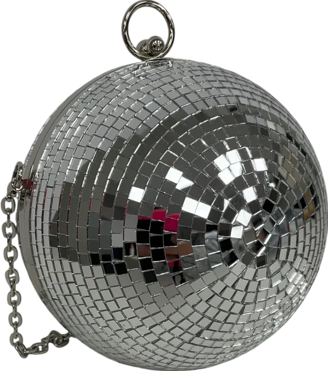 Metallic Disco Ball Shoulder Bag With Clutch Option One Size