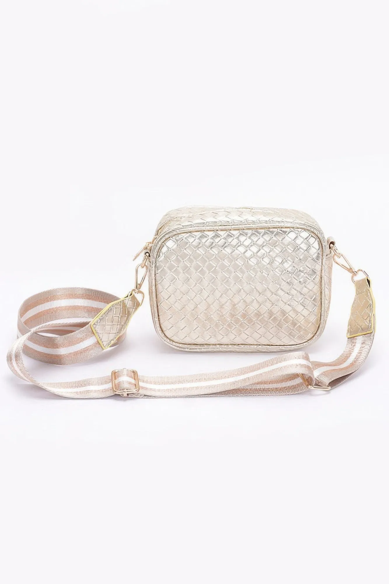 Metallic Embossed Vegan Leather Crossbody