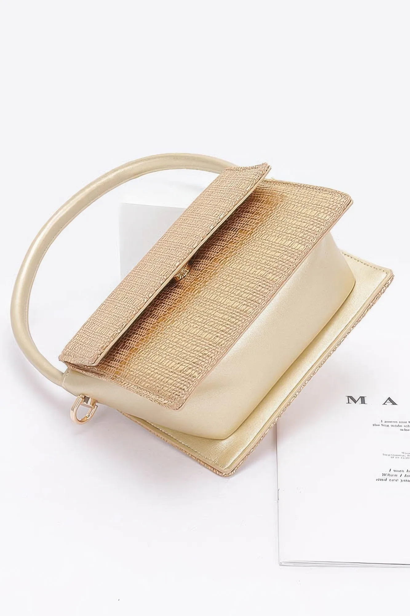 Metallic Faux Straw Top Handle Bag