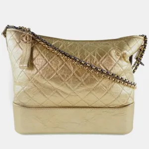 Metallic Gold Leather Large Gabrielle Shoulder Bag