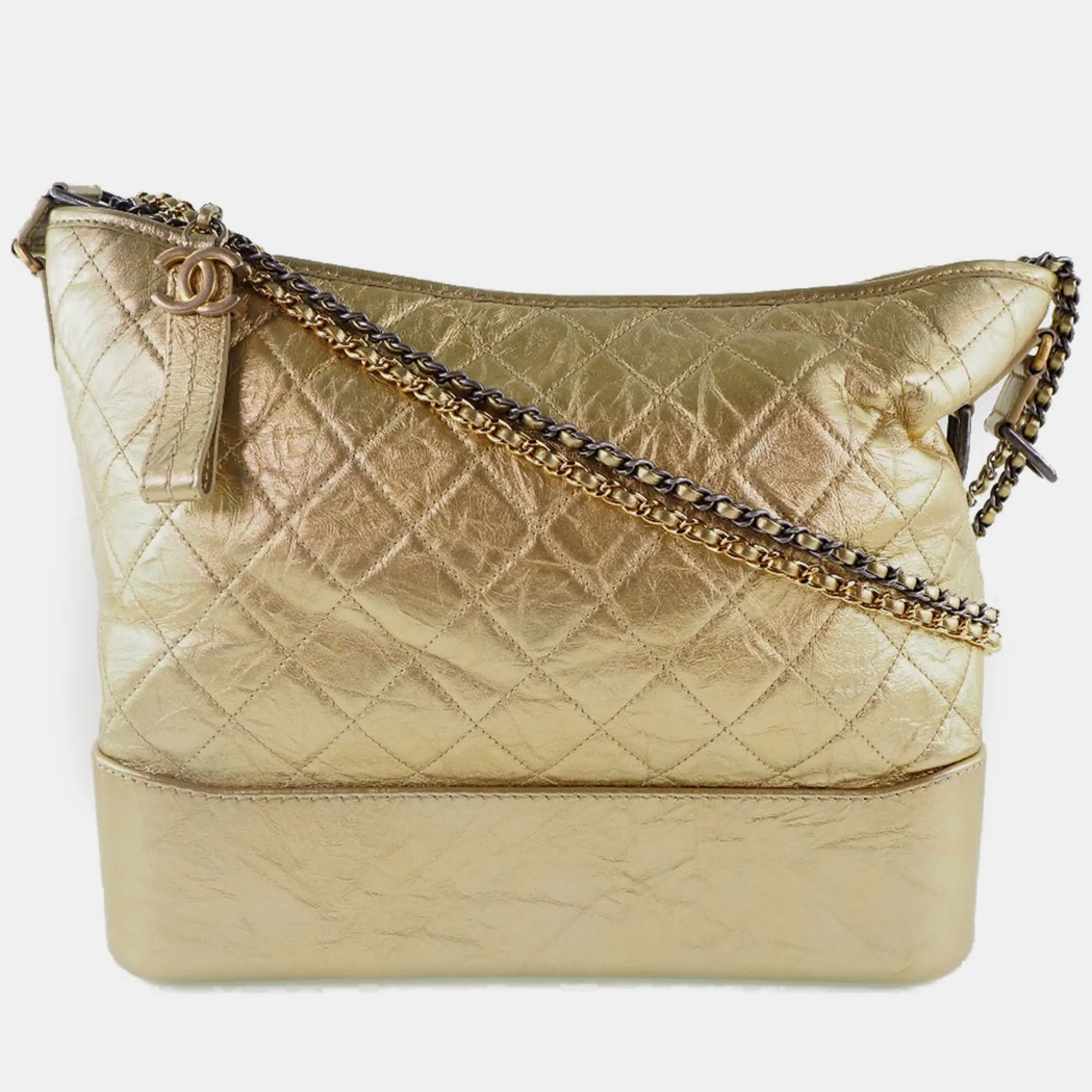 Metallic Gold Leather Large Gabrielle Shoulder Bag