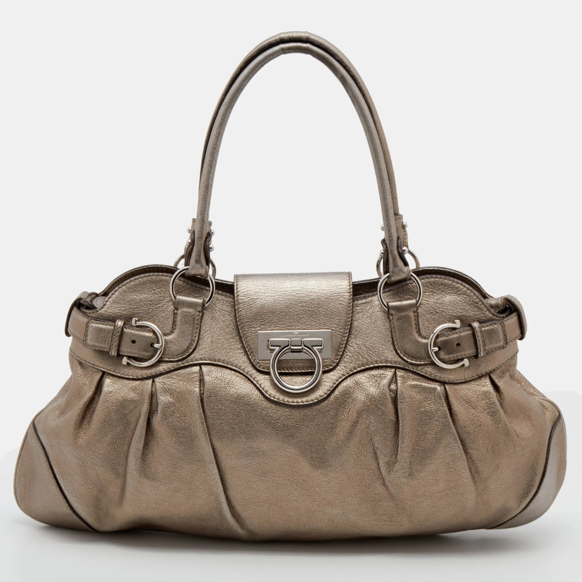 Metallic Gold Leather Marisa Shoulder Bag