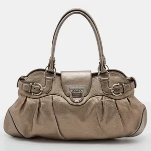 Metallic Gold Leather Marisa Shoulder Bag