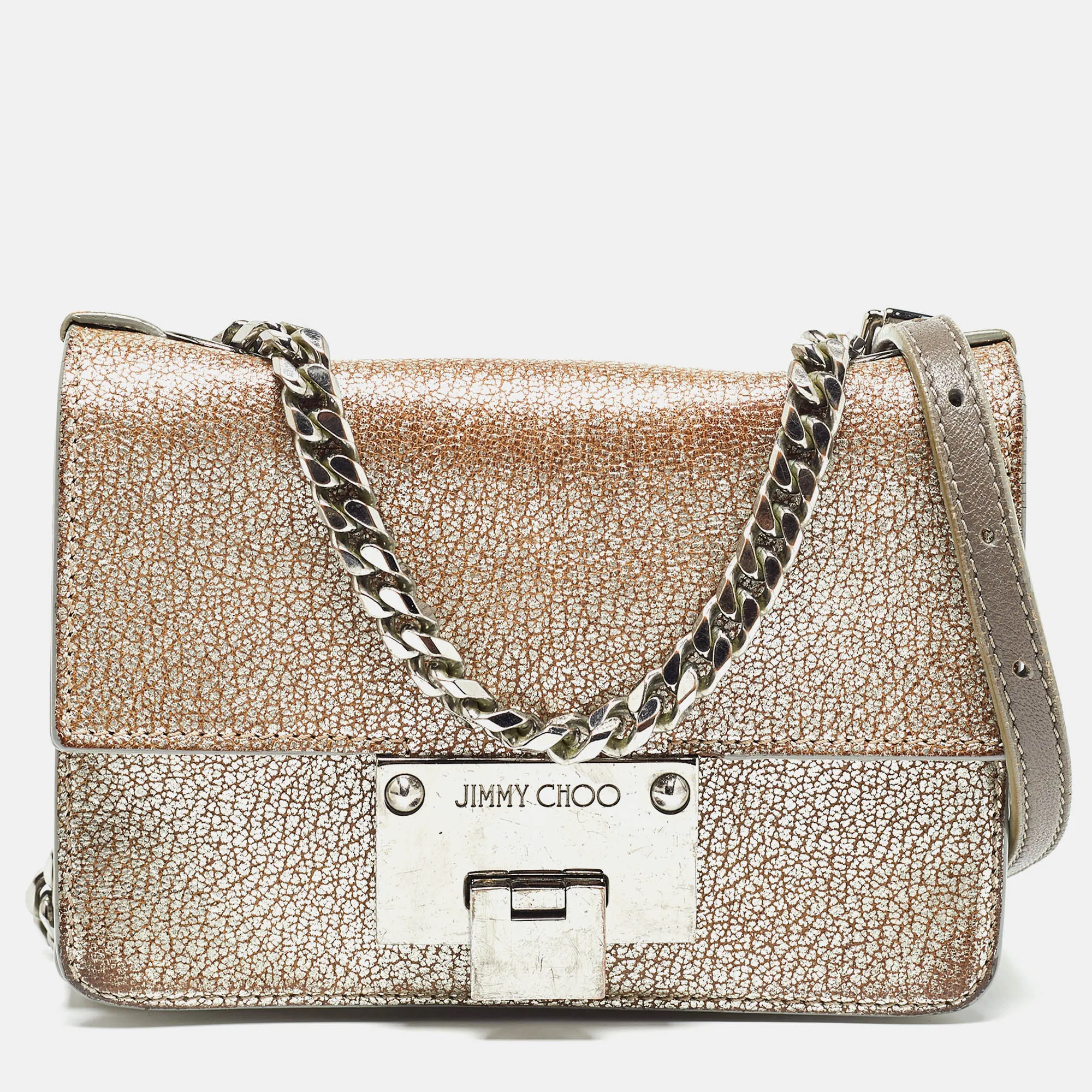 Metallic Grey Leather Rebel Crossbody Bag