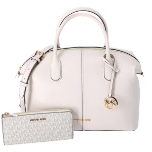 Michael Kors Hyde Large Slouchy Satchel Light Cream Pebbled Leather   Wallet