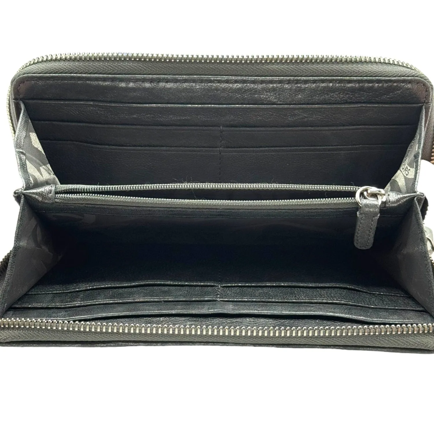 MICHAEL KORS Ruched Leather Clutch/Wallet - Metallic Pewter