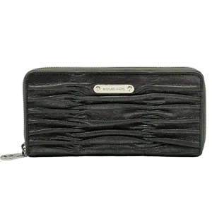 MICHAEL KORS Ruched Leather Clutch/Wallet - Metallic Pewter