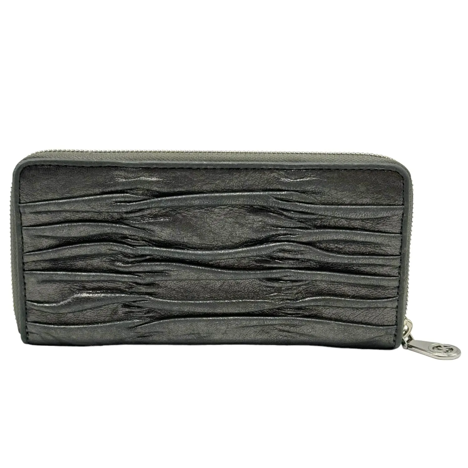 MICHAEL KORS Ruched Leather Clutch/Wallet - Metallic Pewter