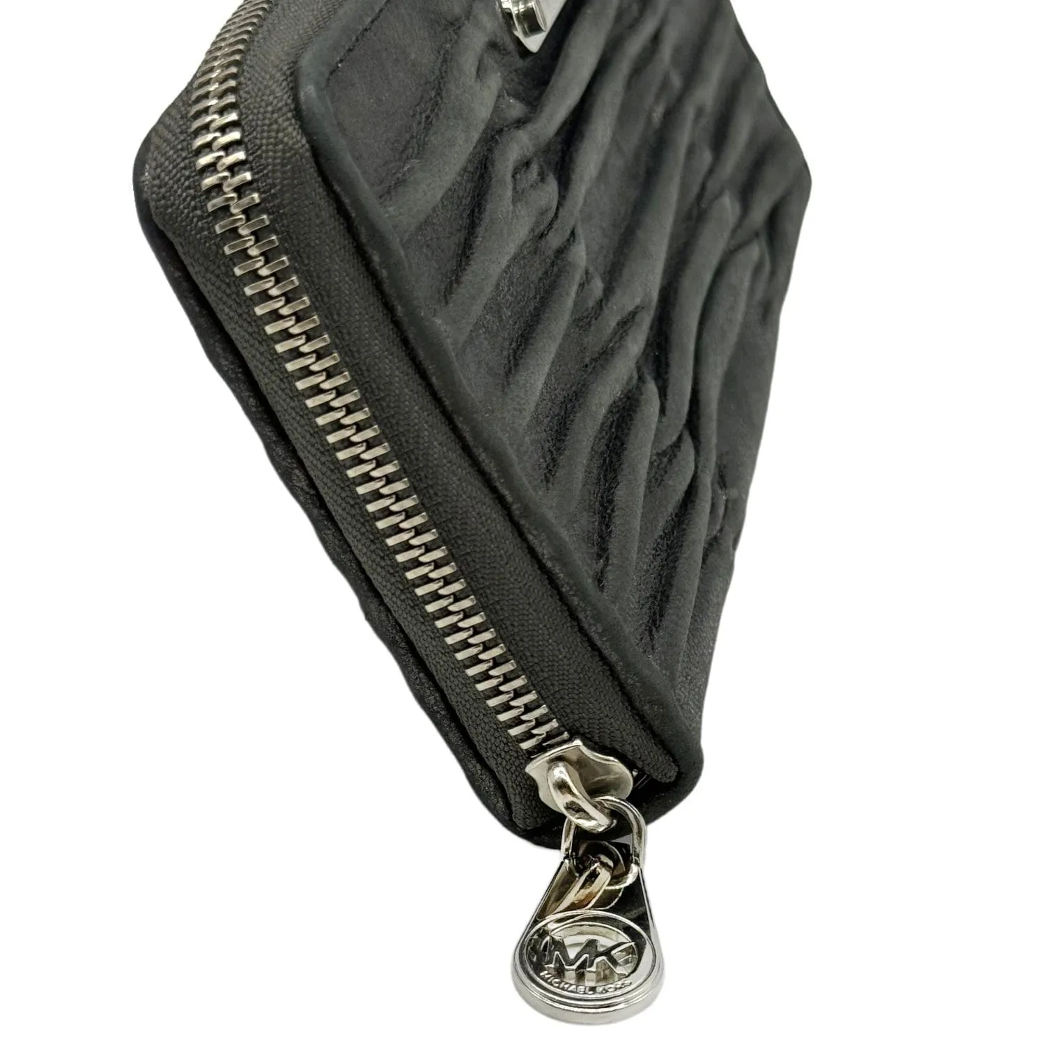 MICHAEL KORS Ruched Leather Clutch/Wallet - Metallic Pewter