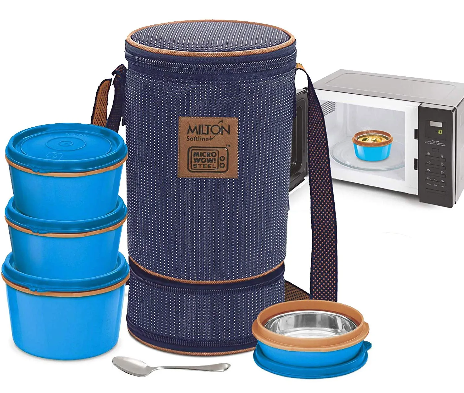 MILTON Bento Lunch Box Set -4 MICROWAVEABLE Stainless Steel Meal Prep Containers, Expandable Insulated Lunch Bag, SS Spoon Double Wall Food Storage Boxes w/Leak Proof Lids For Men,Women,Kids