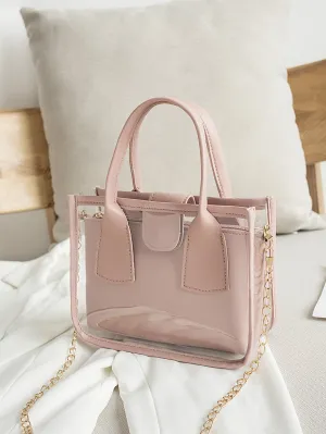 Mini Chain Square Bag With Inner Pouch  - Pink
