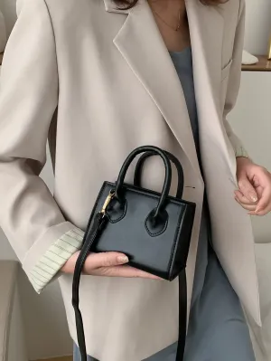 Mini Double Handle Satchel Bag - Black