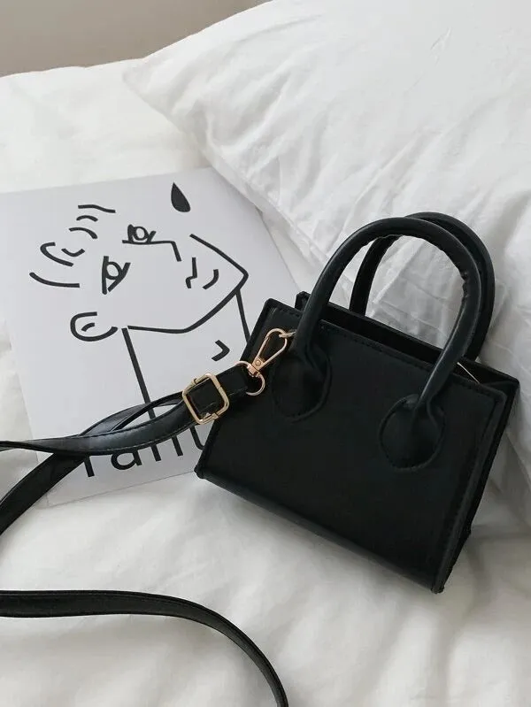 Mini Double Handle Satchel Bag - Black