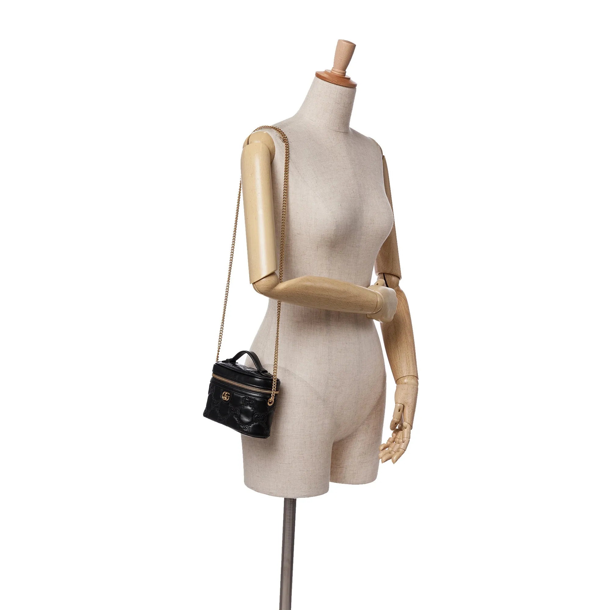 Mini GG Marmont Matelasse Leather Top Handle Vanity Chain Bag