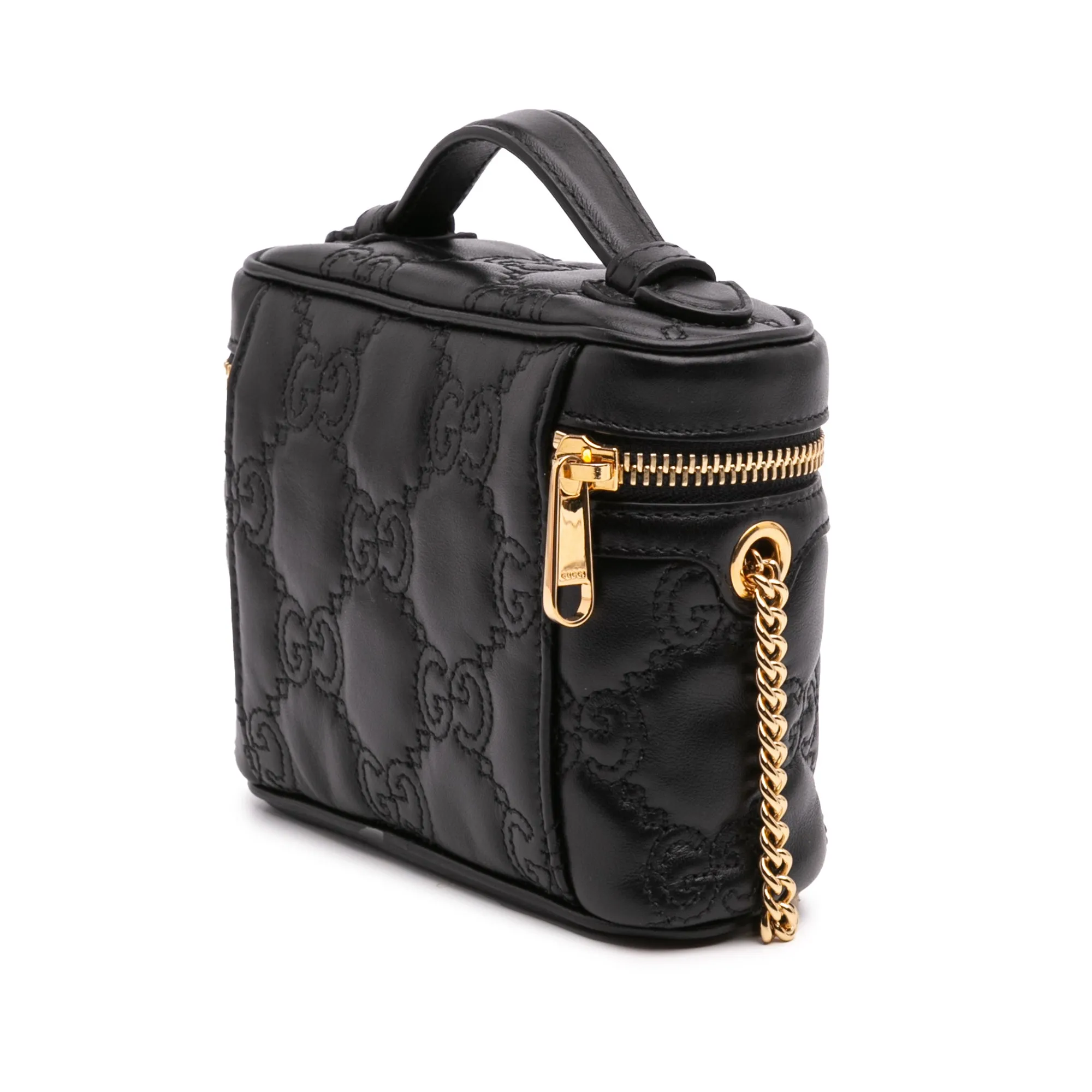 Mini GG Marmont Matelasse Leather Top Handle Vanity Chain Bag