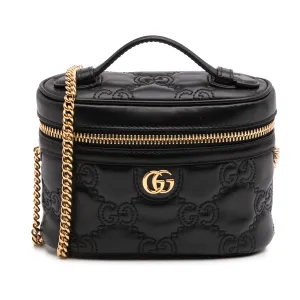 Mini GG Marmont Matelasse Leather Top Handle Vanity Chain Bag