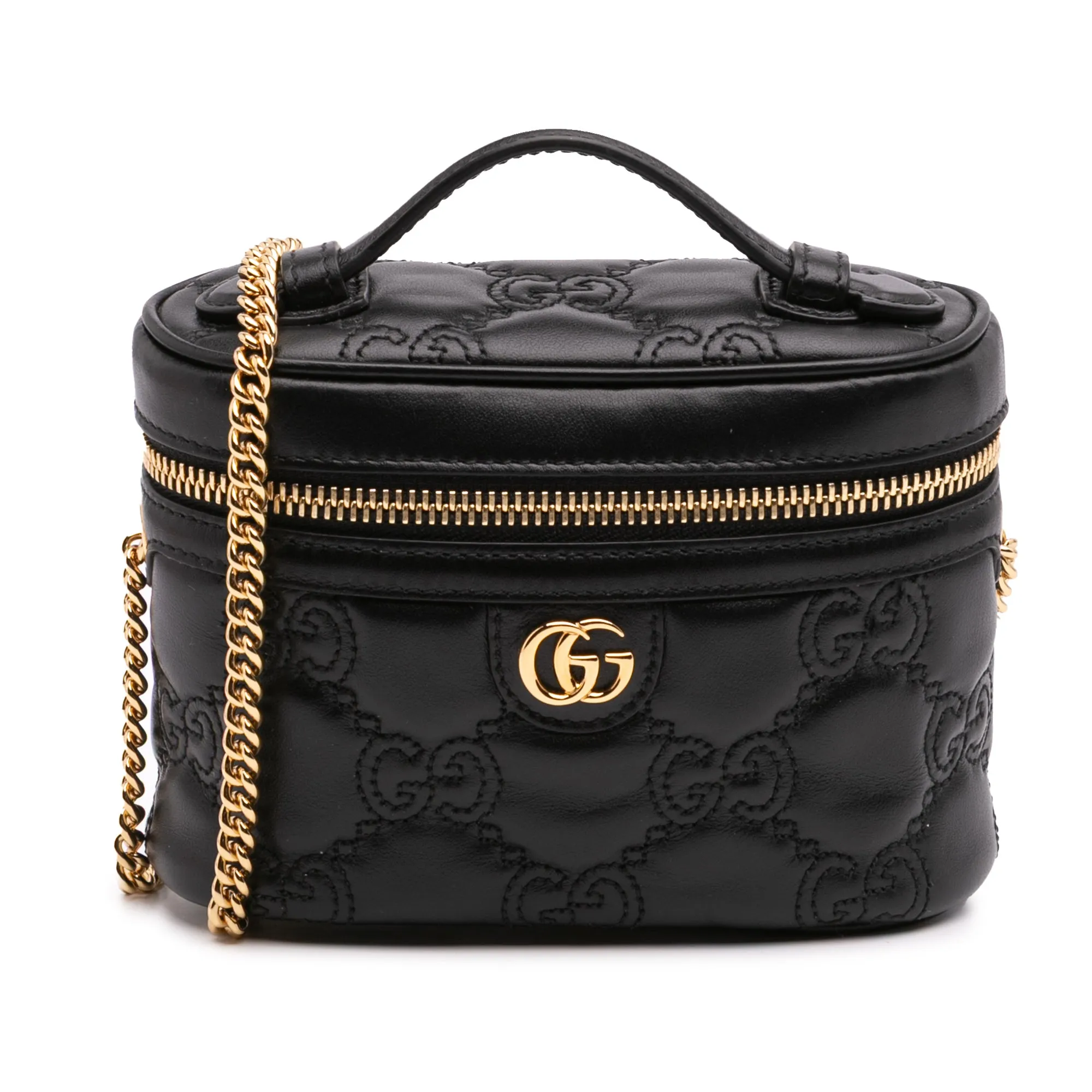 Mini GG Marmont Matelasse Leather Top Handle Vanity Chain Bag