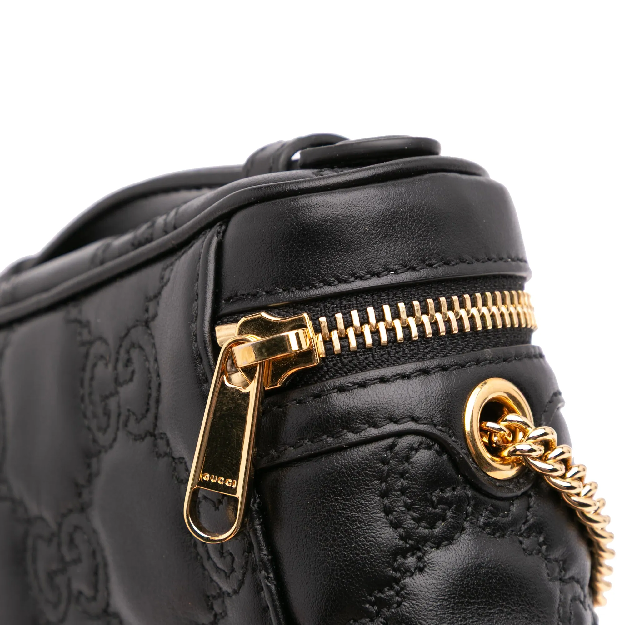 Mini GG Marmont Matelasse Leather Top Handle Vanity Chain Bag