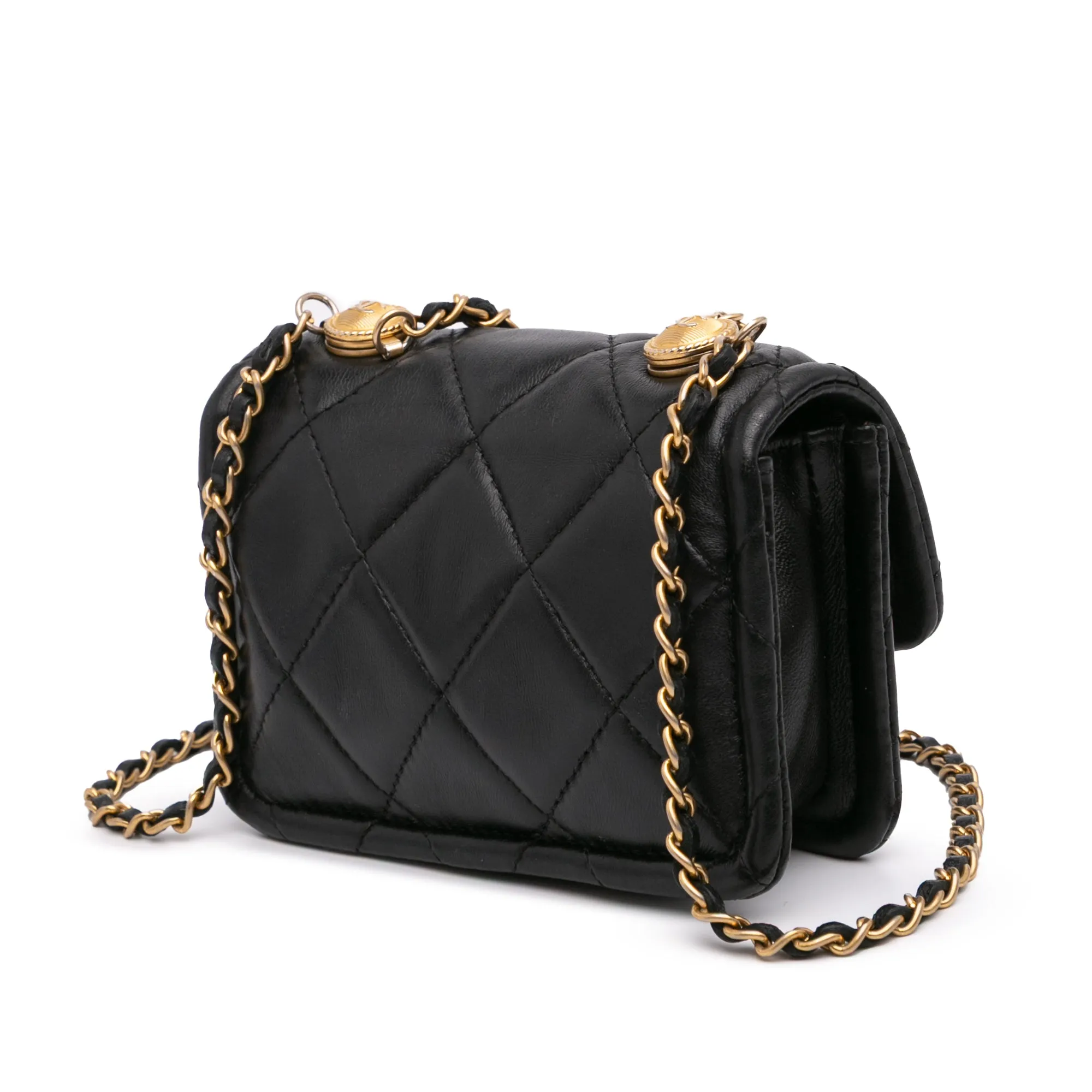 Mini Lambskin Button On Top Flap