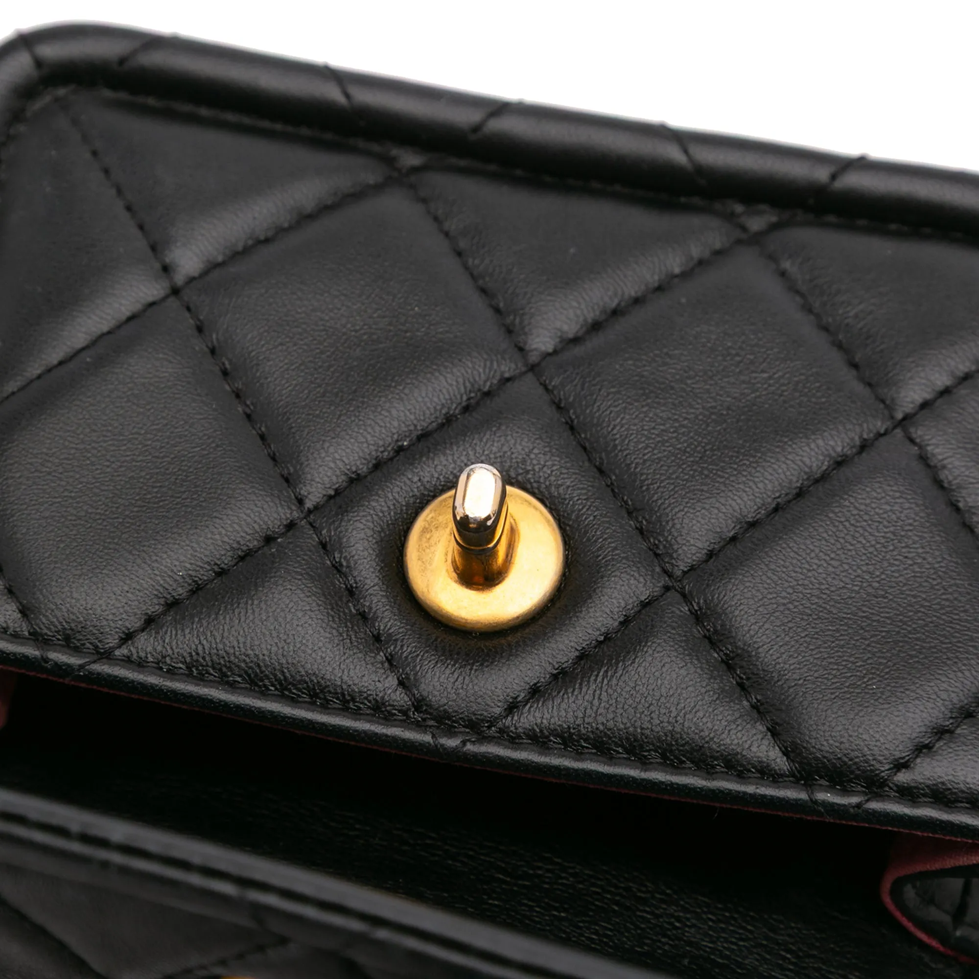 Mini Lambskin Button On Top Flap