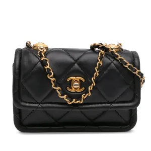Mini Lambskin Button On Top Flap