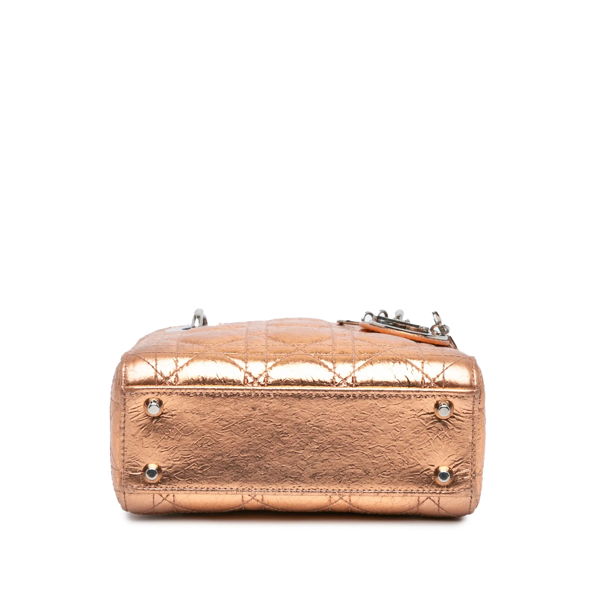 Mini Metallic Calfskin Cannage Lady Dior