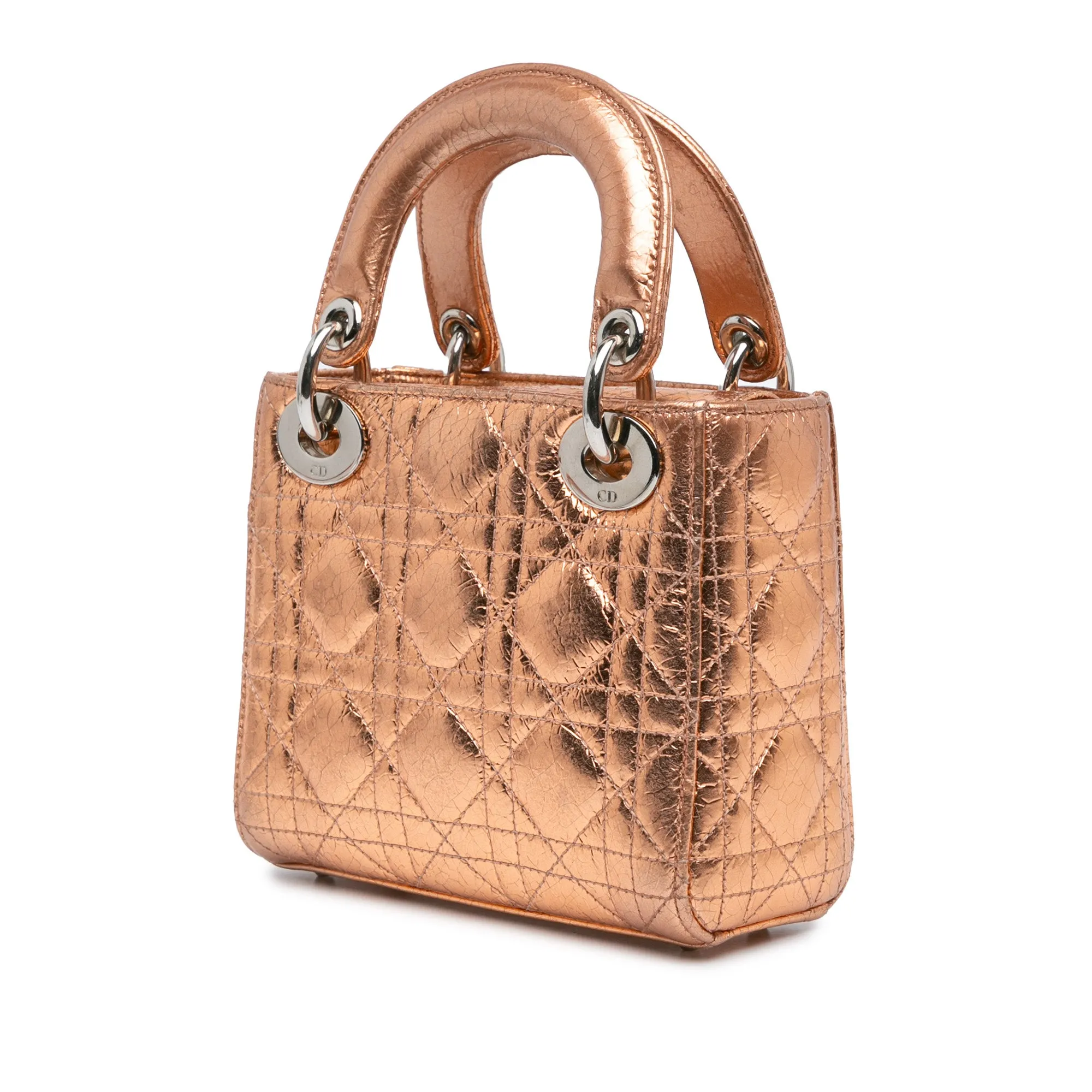 Mini Metallic Calfskin Cannage Lady Dior