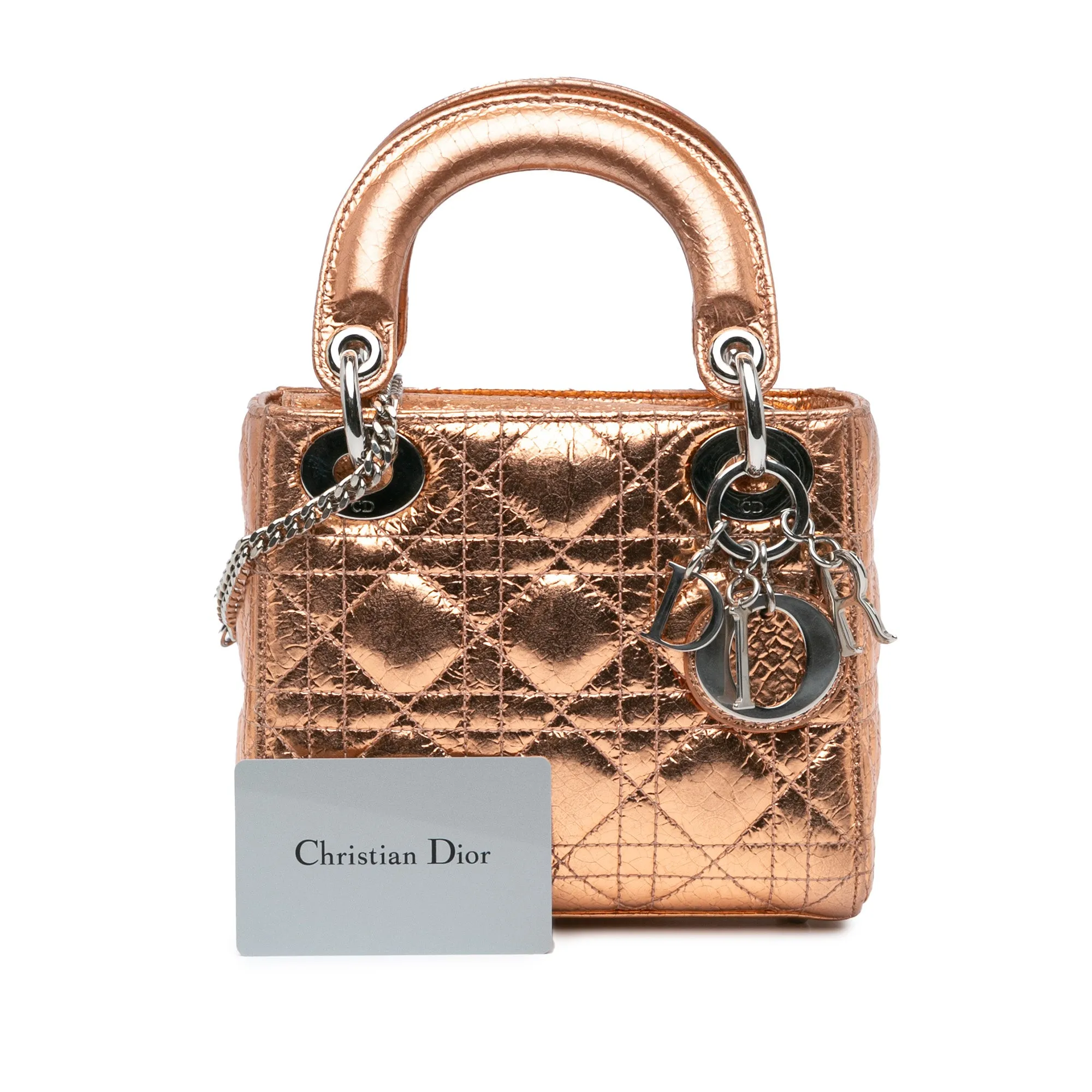 Mini Metallic Calfskin Cannage Lady Dior