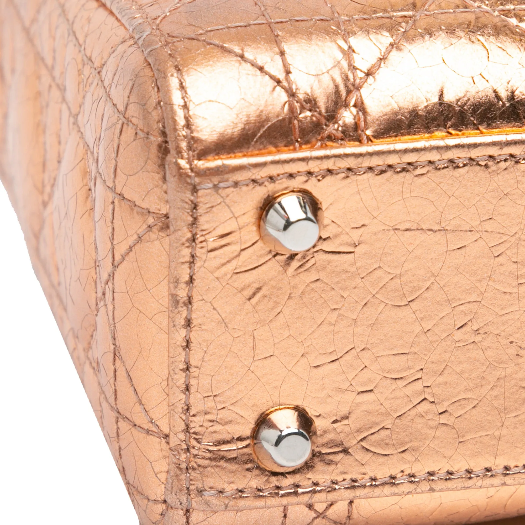 Mini Metallic Calfskin Cannage Lady Dior