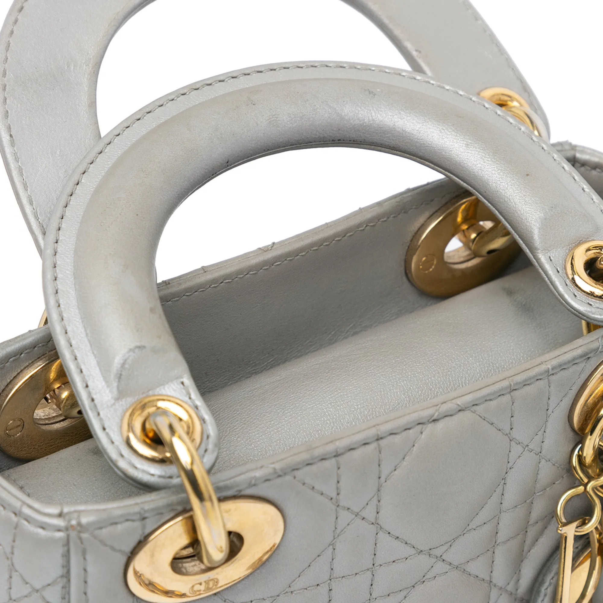 Mini Metallic Lambskin Cannage Lady Dior