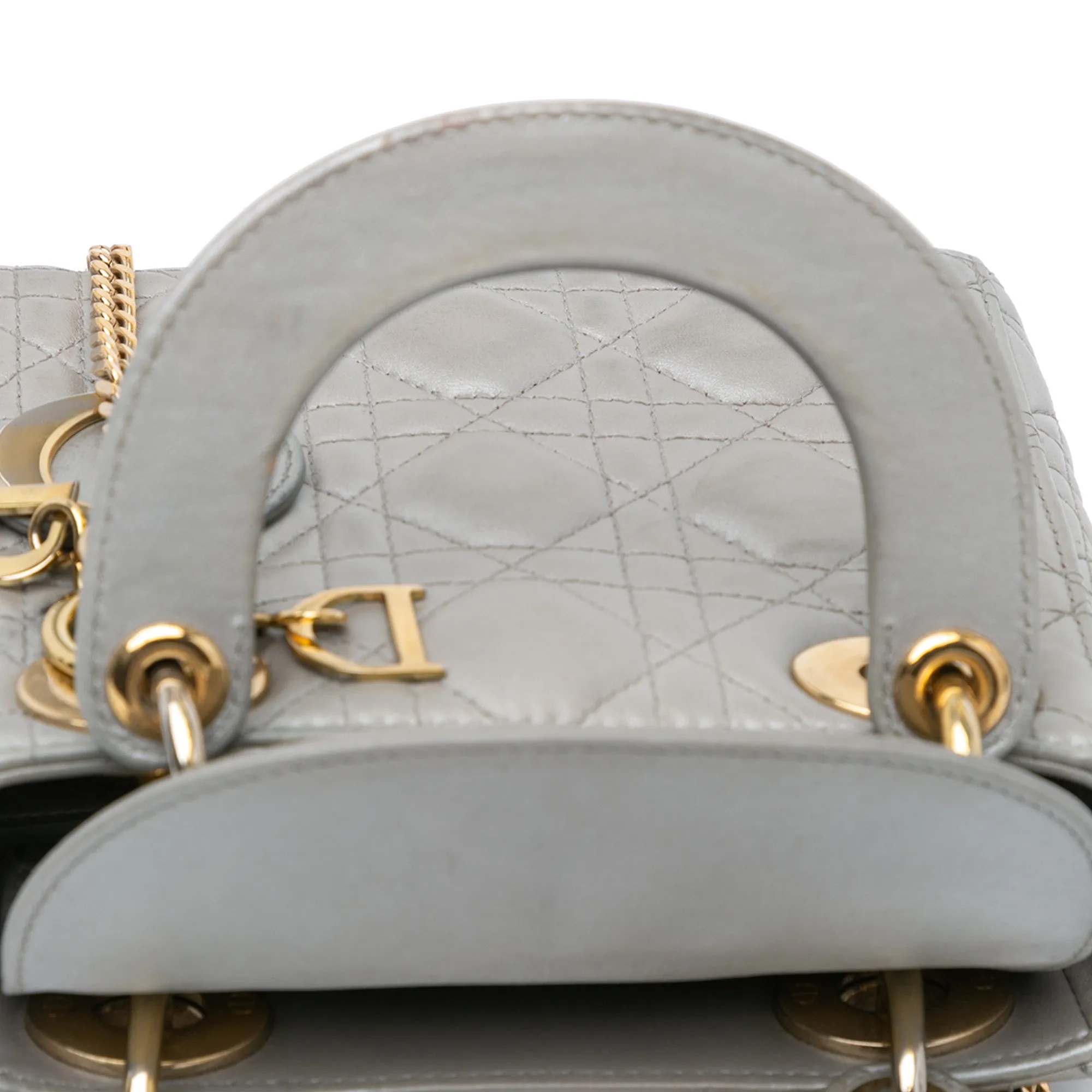 Mini Metallic Lambskin Cannage Lady Dior