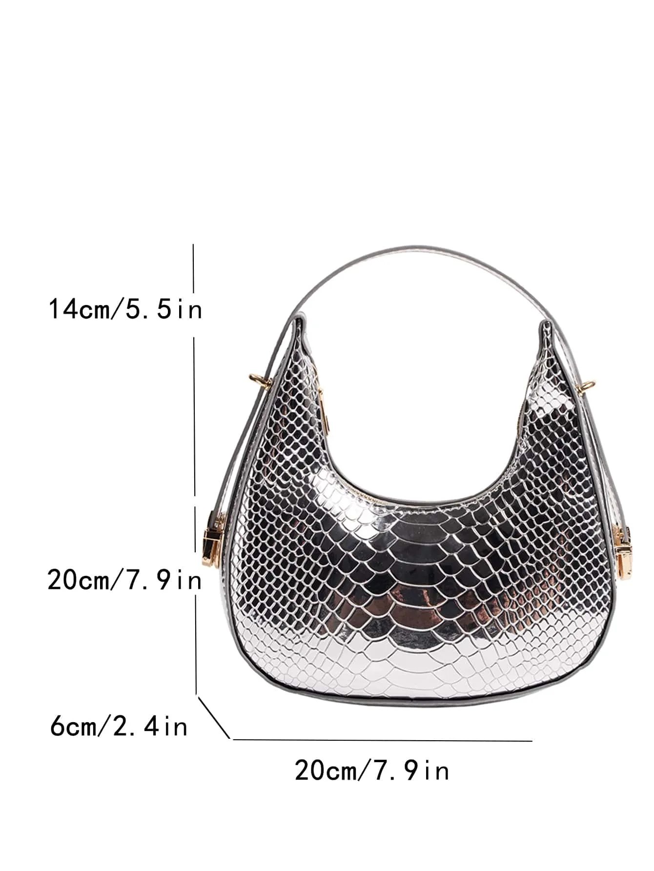 Mini Neon Crocodile Embossed Hobo Bag - Silver