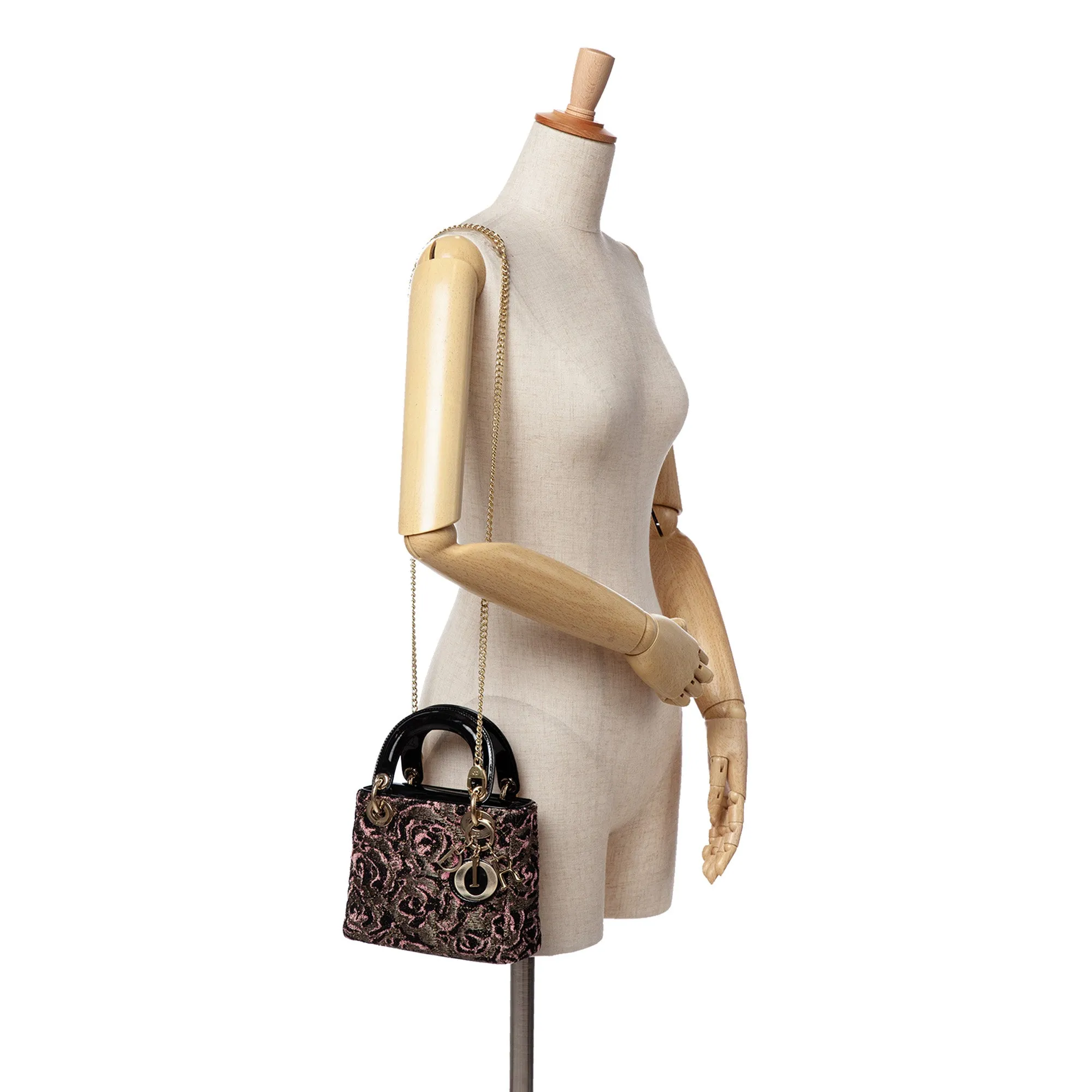 Mini Tweed Rose Embroidered Lady Dior