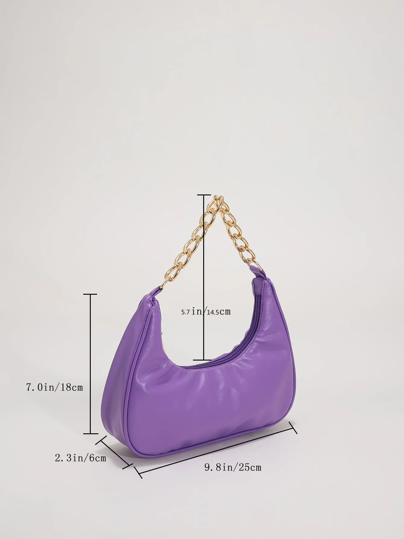 Minimalist Chain Hobo Bag - Purple