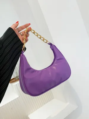Minimalist Chain Hobo Bag - Purple