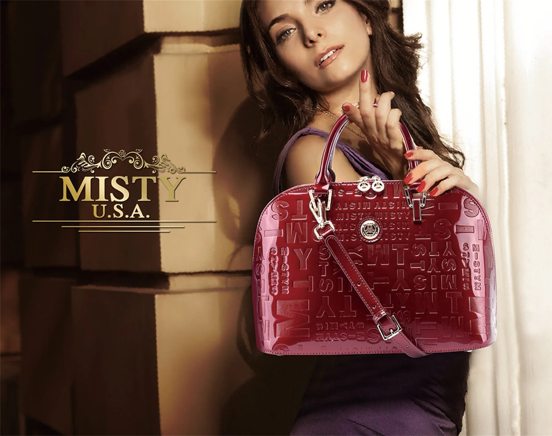 Misty Metallic Shine Top Handle Leather Bag - Made in Italy [MVH5317]