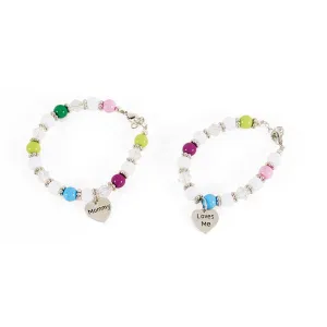 Mom & Daughter Bracelet With 1.5" Chain Extender, Set Of 2, Pink Chiffon Bag