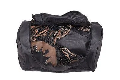 MOTORCYCLE LARGE COWHIDE LEATHER SISSY T BAR BAG TRAVEL PLAIN LUGGAGE NEW