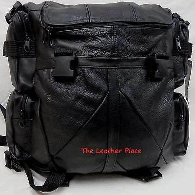 MOTORCYCLE LARGE COWHIDE LEATHER SISSY T BAR BAG TRAVEL PLAIN LUGGAGE NEW