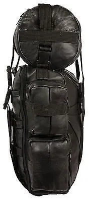 MOTORCYCLE LARGE COWHIDE LEATHER SISSY T BAR BAG TRAVEL PLAIN LUGGAGE NEW