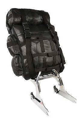 MOTORCYCLE LARGE COWHIDE LEATHER SISSY T BAR BAG TRAVEL PLAIN LUGGAGE NEW
