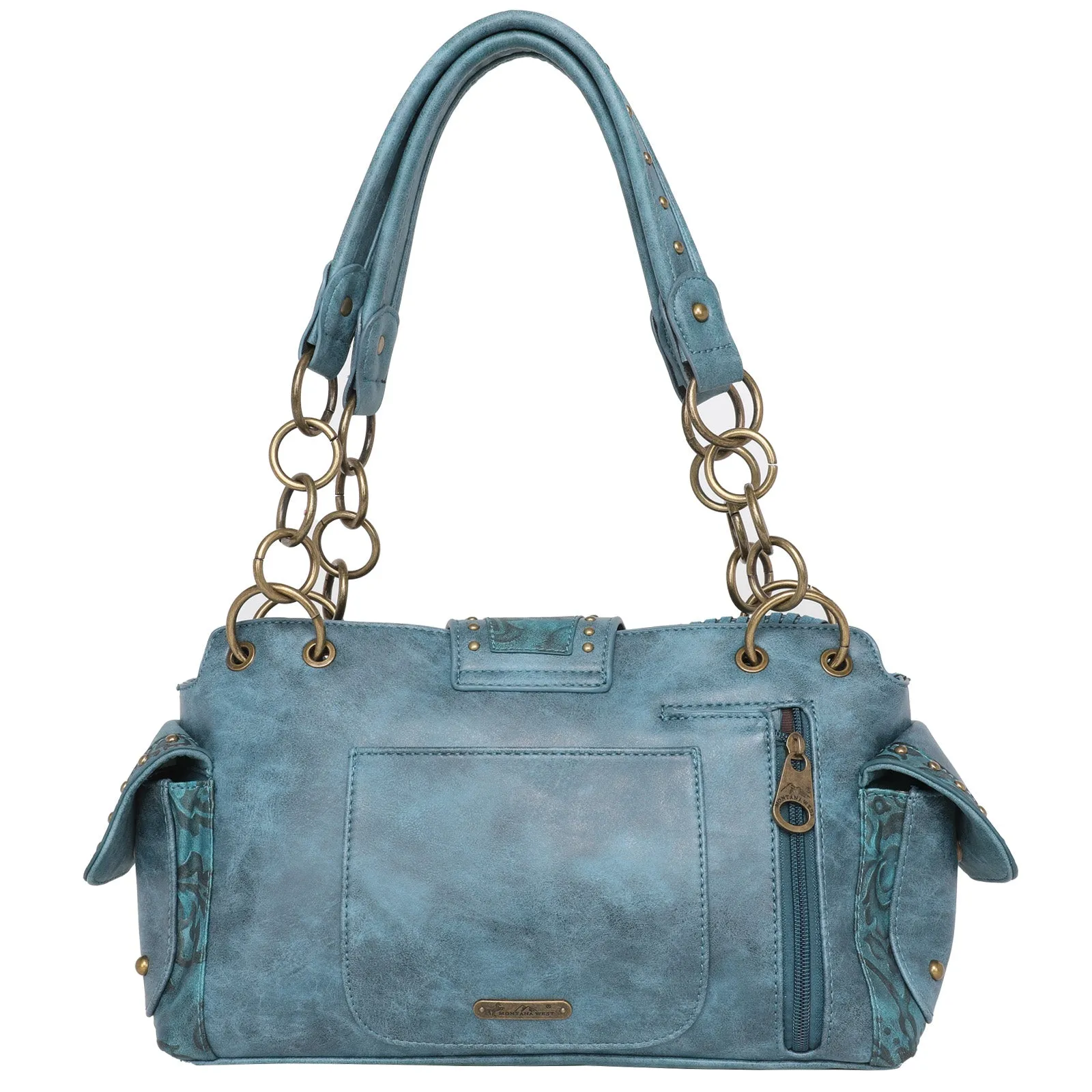 MW823G-8085W Montana West Buckle Collection Concealed Carry Satchel and Wallet -Turquoise